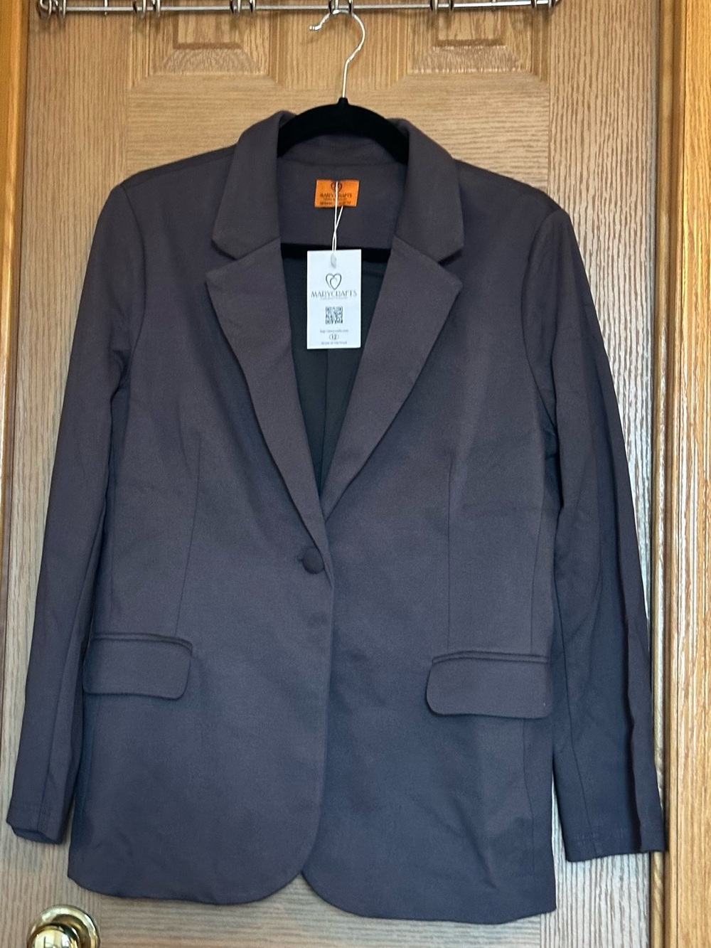Women's Tailored Single-Button Blazer - Charcoal Gray